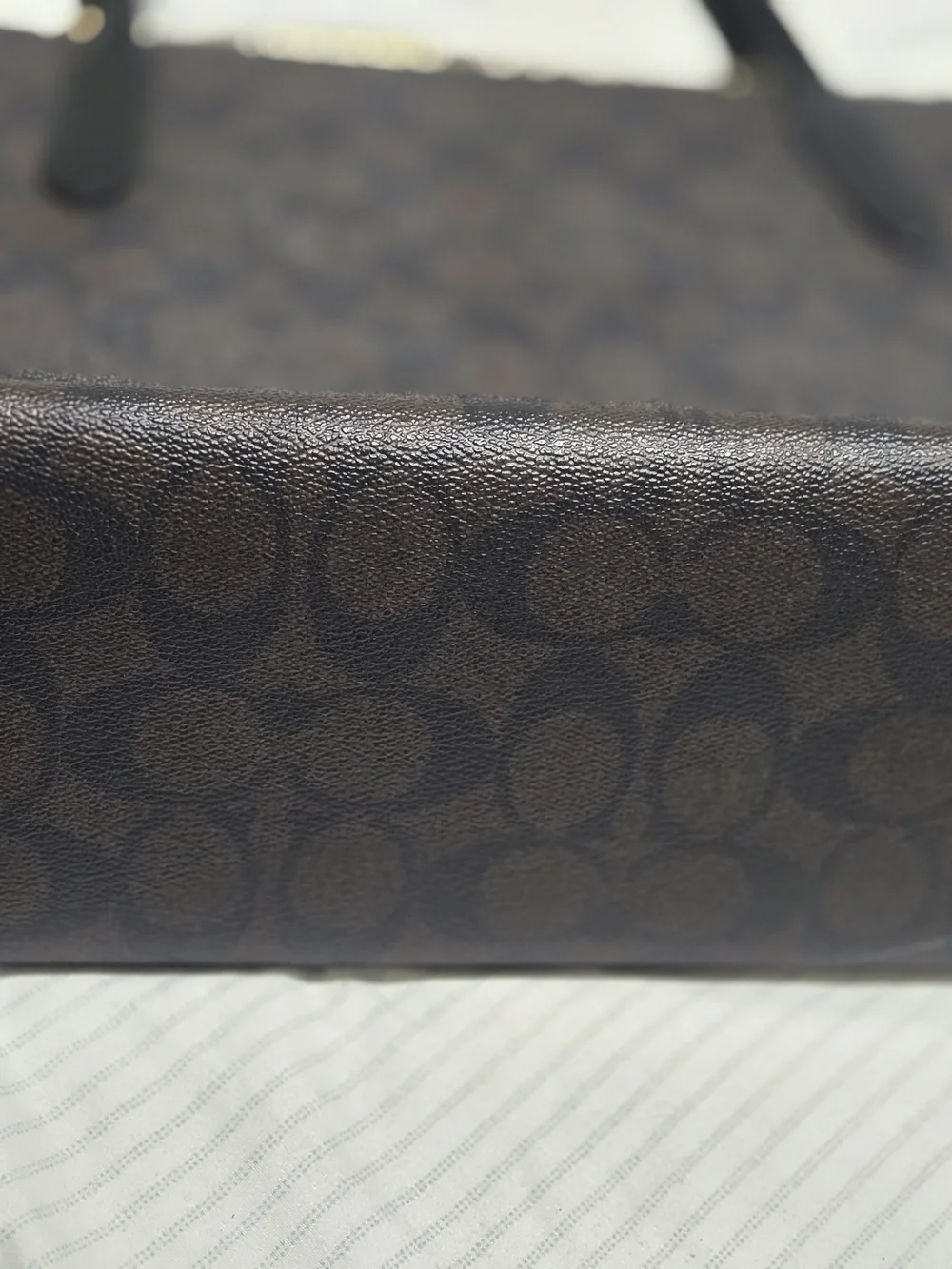 Coach Signature Brown Tote Bag with Black Straps - Picture 7 of 14